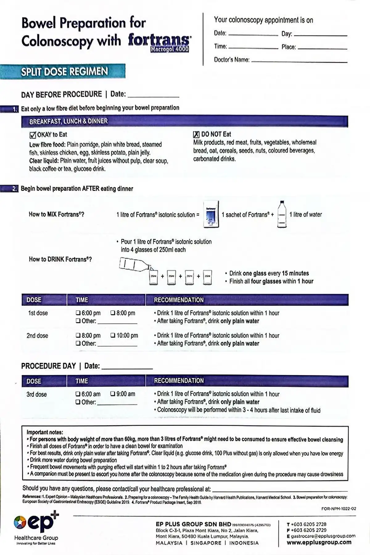 Bowel preparation instructional sheets for patients.2 image